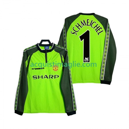 Divisa di Calcio Manchester United SCHMEICHEL 1 2000 Portiere Retro Prima 1998 Manica Lunga